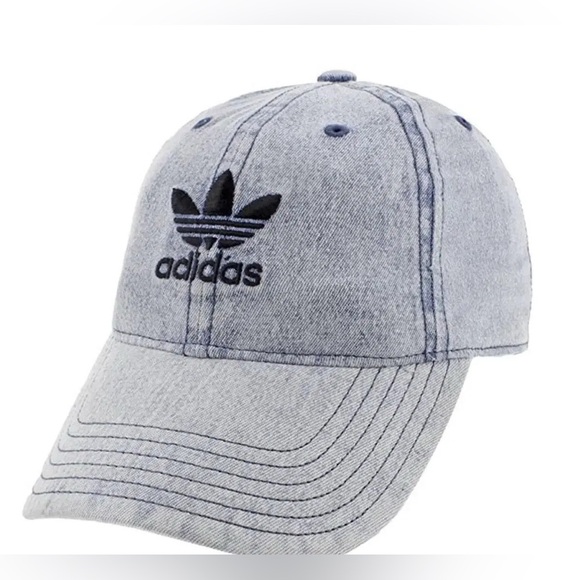 Adidas Denim Trefoil Dad Hat- One Size - Picture 1 of 4